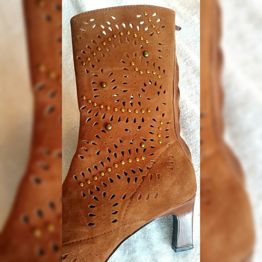 Enzo Angiolini laser cut suede & studded.boots - Picture 5 of 8
